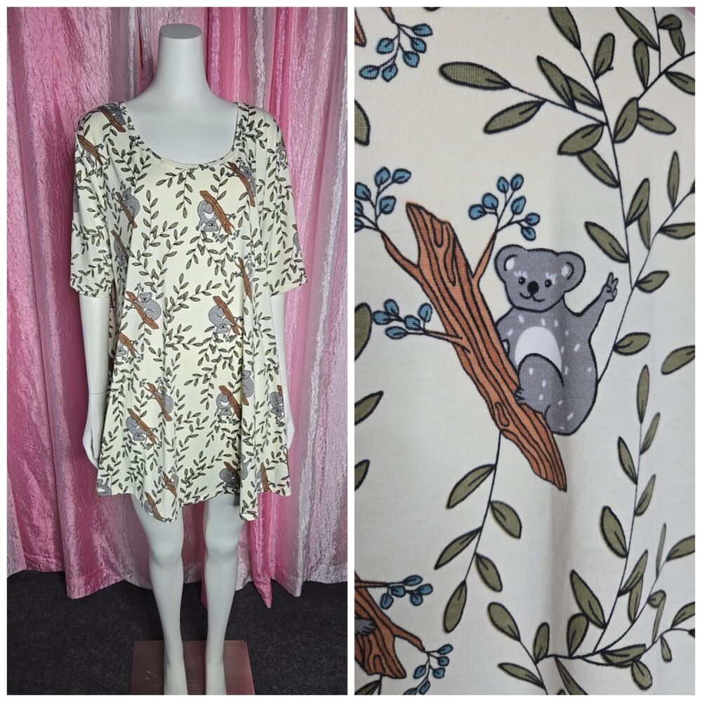 Lularoe Koala Animal Print Perfect Tee Tunic Top Size 3X